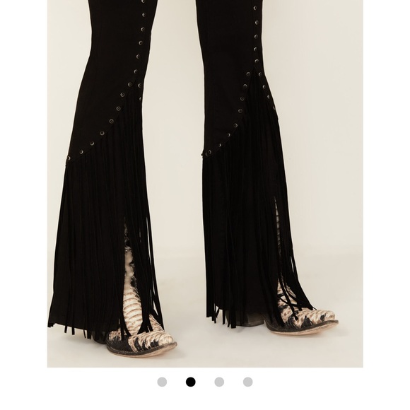 Black Fringe Flare Pants - Picture 2 of 4